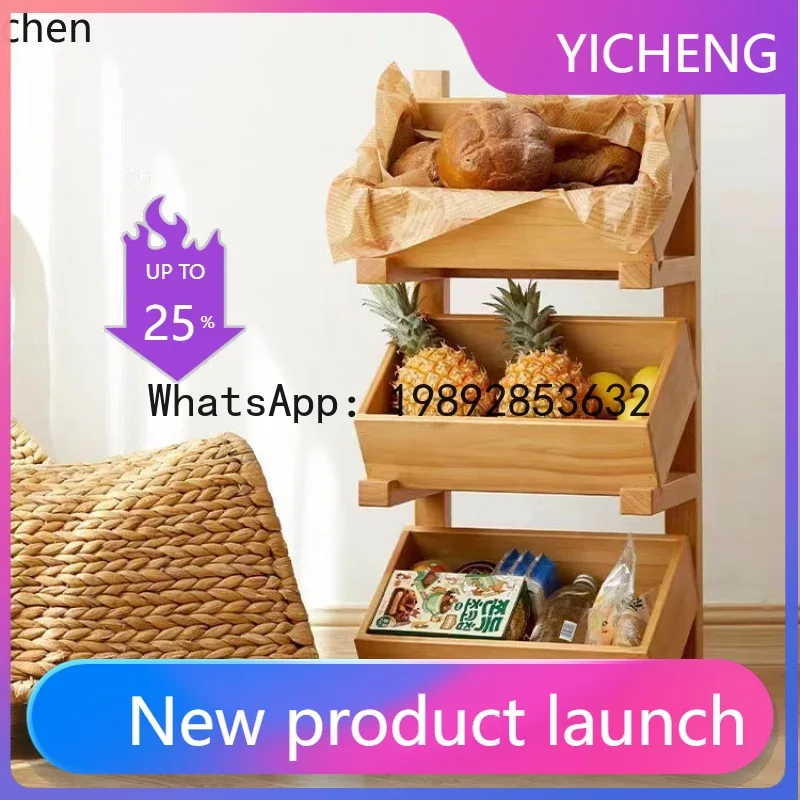 

simple wooden stand solid wood multi-layer storage rack fruit snack organizer kitchen spice bottle vegetable storage shelf