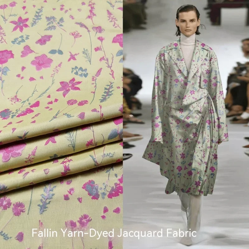 

Yarn-dyed Jacquard Fabric Dress Windbreaker Brocade Clothing Cloth for Diy Apparel Sewing Per Meter Polyester Material