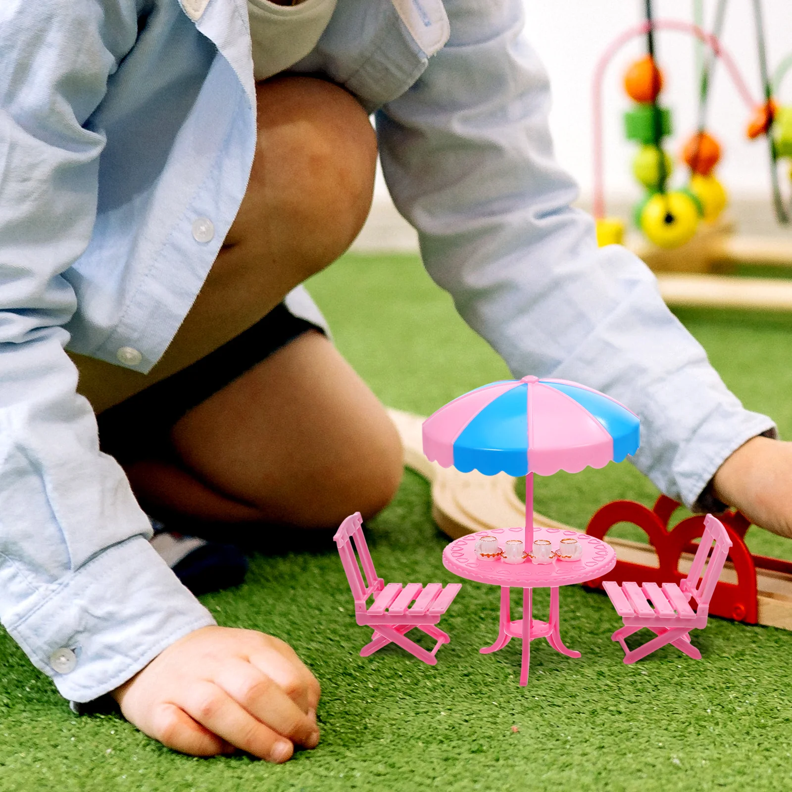 

1 set Miniature Table Chair Set Sturdy Plastic Realistic Design Micro Landscape Decoration Dollhouse Furniture Accessories Mini