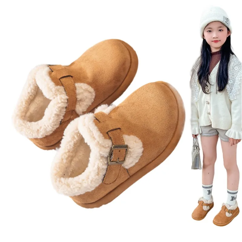 

Повседневная обувь для девочек, зима 2020, новые детские зимние ботинки, теплые меховые туфли для девочек с добавлением бархатной детской хлопковой спортивной обуви 26-37