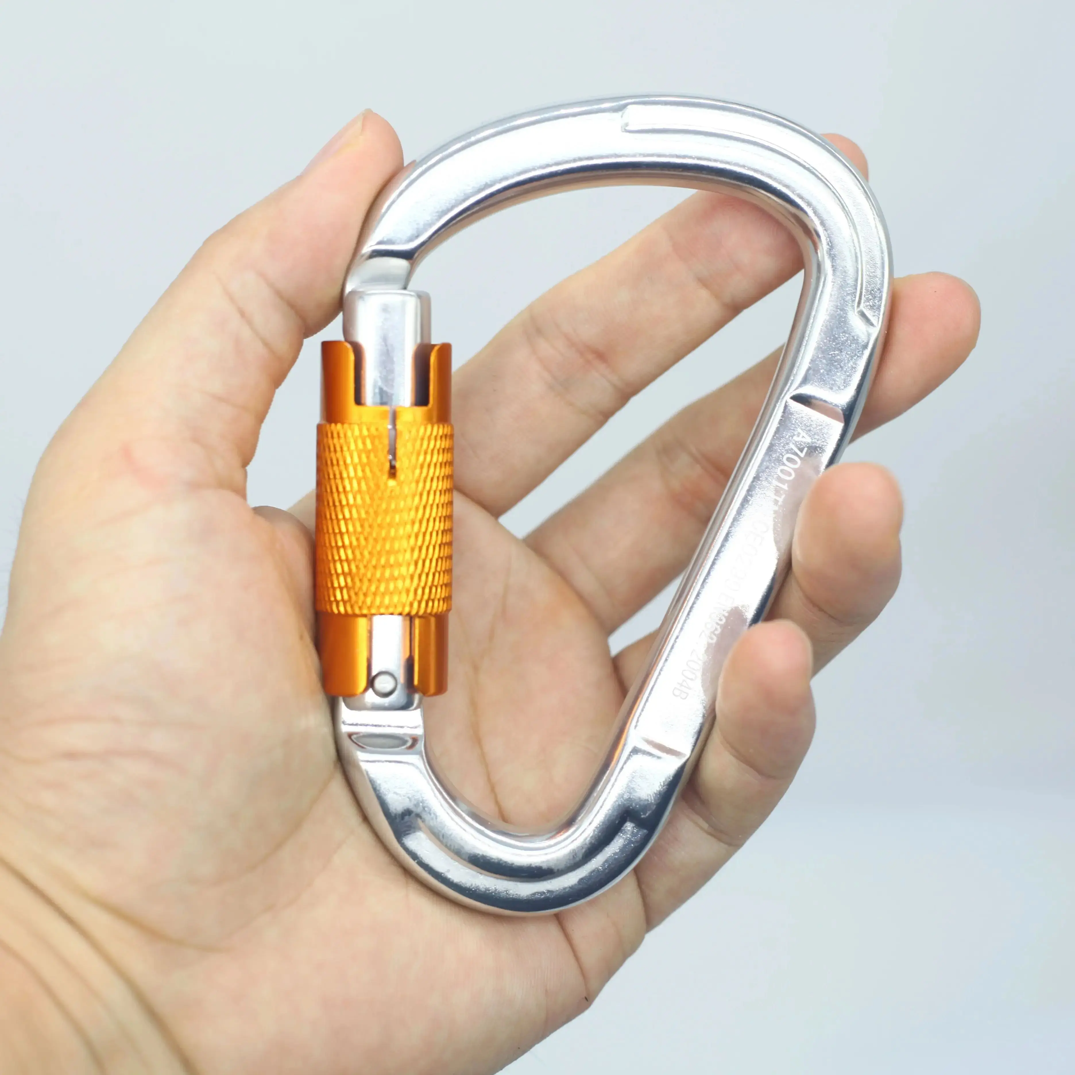 Auto-locking D-shaped aluminum carabiner for aerial yoga hammock、swing、 bungee dance 、climbing 、CE certified Load capacity: 25KN