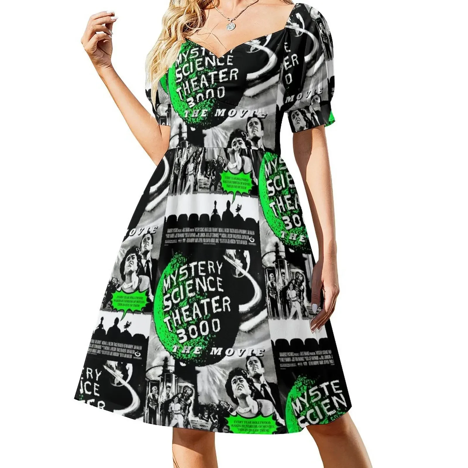 

MST3K The Movie Black and White Poster Short-Sleeved Dress summer dress woman 2025 elegant dresses plus sizes Dress