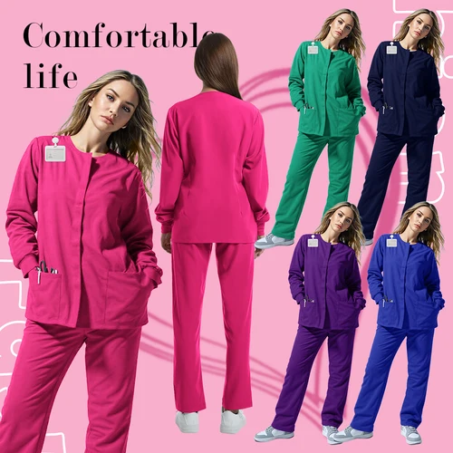 Nuevo traje exfoliante, bata quirúrgica médica, Tops elásticos, chaqueta exfoliante de alta calidad, uniformes médicos, venta al por mayor, manga larga para enfermera