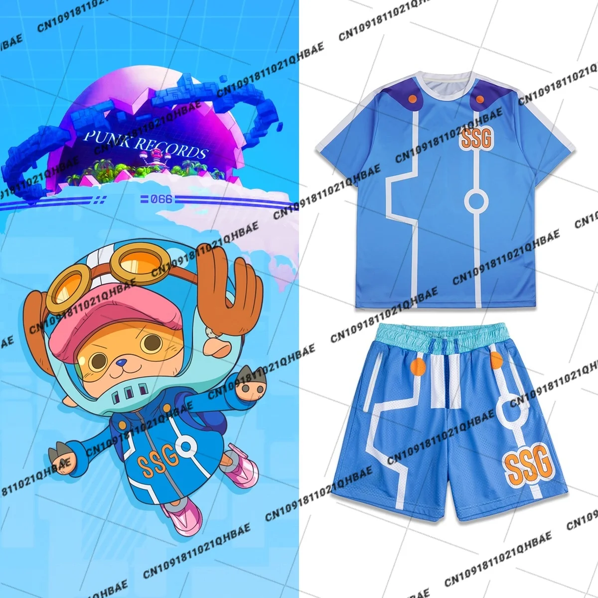 New Egghead Island Tony Tony Chopper Anime Enthusiasts Cosplay Costume Men Fashion Leisure Sports Set Oversized Tee Shorts Set