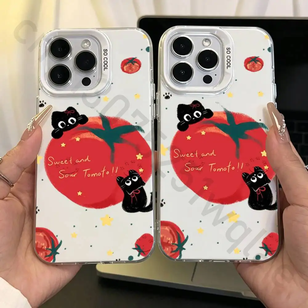 

Shiny Cute Tomato Phone Case for iPhone 17 16 15 14 ProMax 13 11 Pro Max air Plus Matte IMD Laser Cover