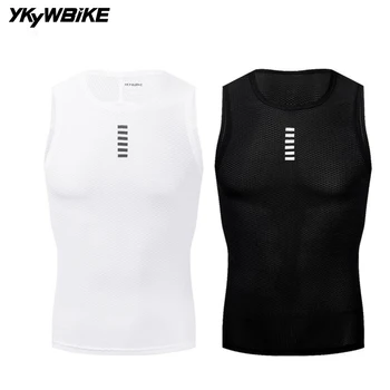 YKYW Sleeveless Men Summer Cycling Jersey  Bicycle Vest Black White Mesh Underwear Mtb Road Bike Base Layers Sports Gym Clothing