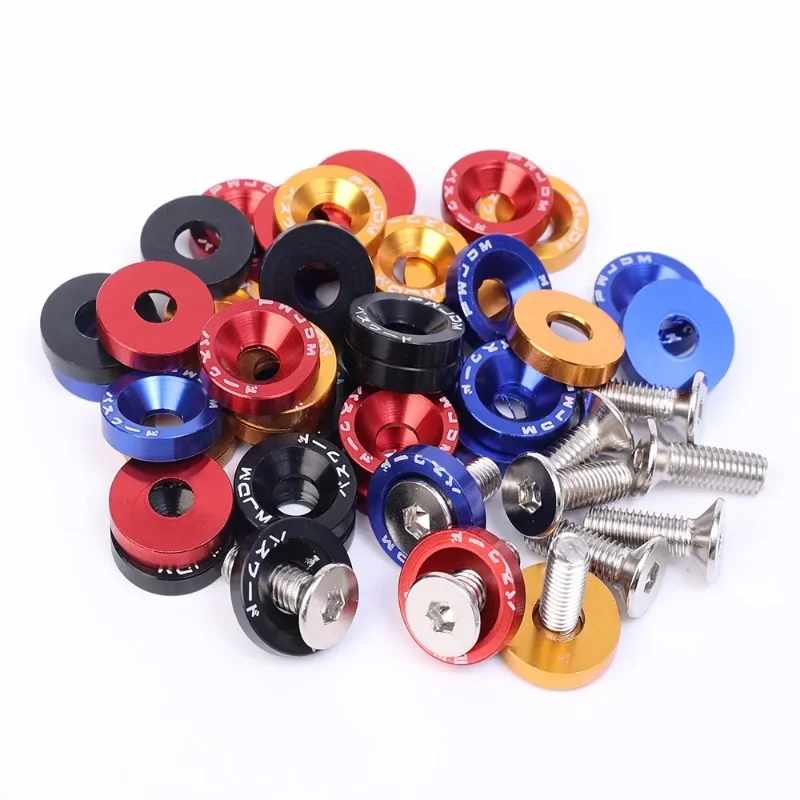 JDM Fender Washers Car Modification Gasket Screw Set M6 Bolt Fender Bumper Engine Aluminum Concave Screws Hex Fastener for Honda