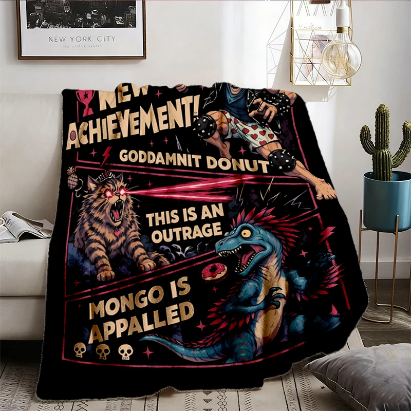Dungeon Crawler Carl Dad Flannel Blanket, New Achievement Goddamnit Donut Flannel Throw