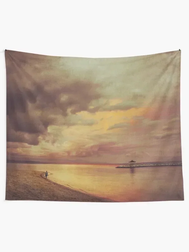 Walk Alone - Balinese Beach at Sunrise Tapestry Christmas Decoration Wall Hanging Decor Home Supplies Tapestry