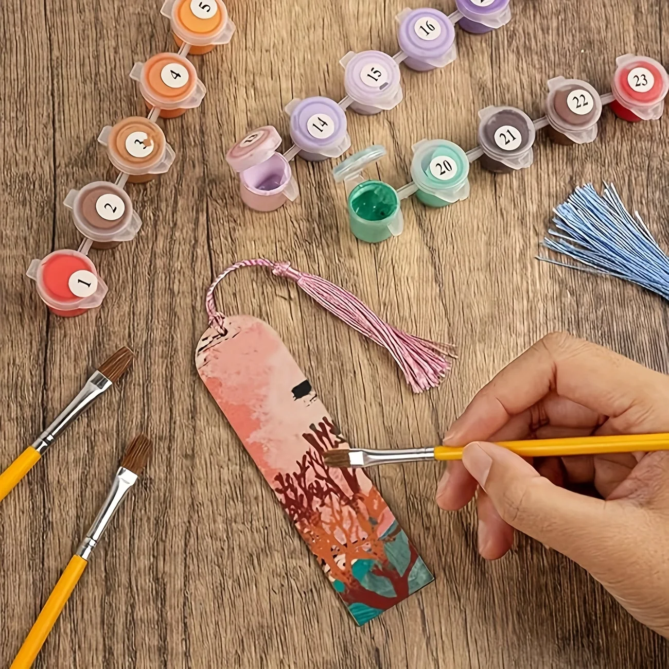 DIY 60 Unfinished Wooden Blank bookmarks (30 bookmarks, 30 tassels) Random tassel colors