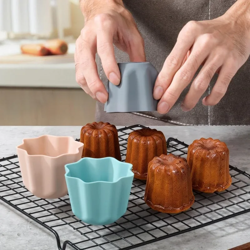 Food-Grade Silicone Octagonal French Canelé Molds Non-Stick Baking Tools for Mousse Pudding Pastry Dessert Making
