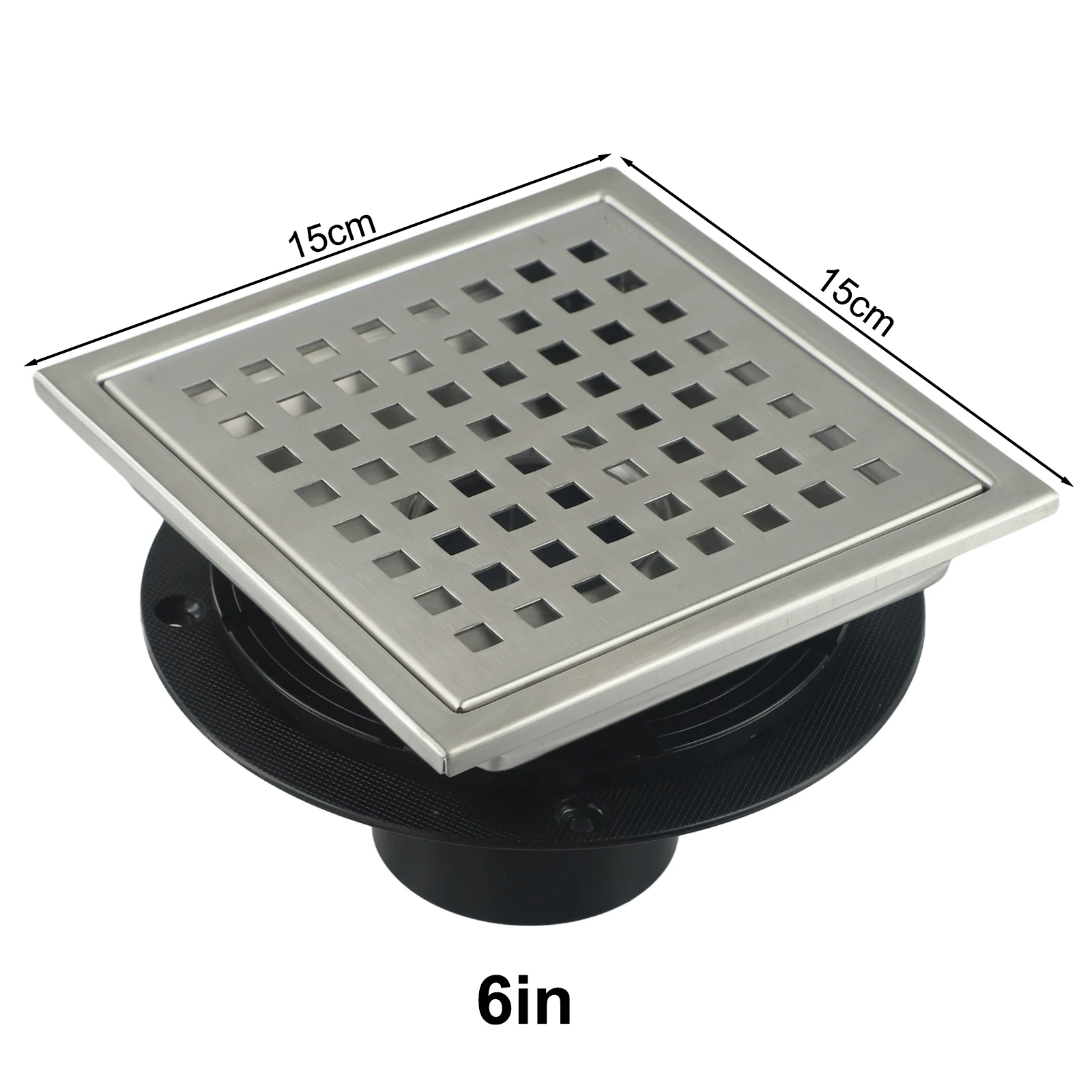 Sturdy Construction Efficient Water Flow Stainless Steel Square Shower Drain Prevents Water Ponding Rust resistant