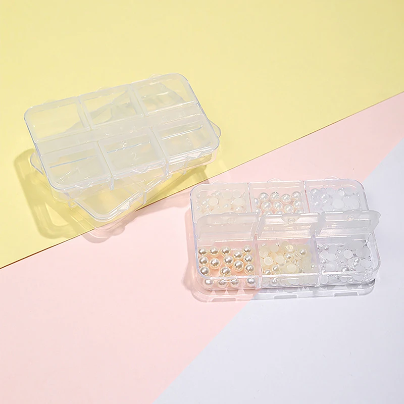 1pcs Square 6 Grids Plastic Storage Box Compartment Jewelry Necklace Transparent Organizer Case Holder Craft Tool Organizer