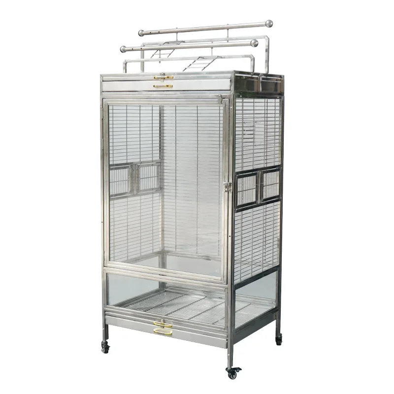 Stainless steel splash-proof solid steel rod large station bird cage villa cage