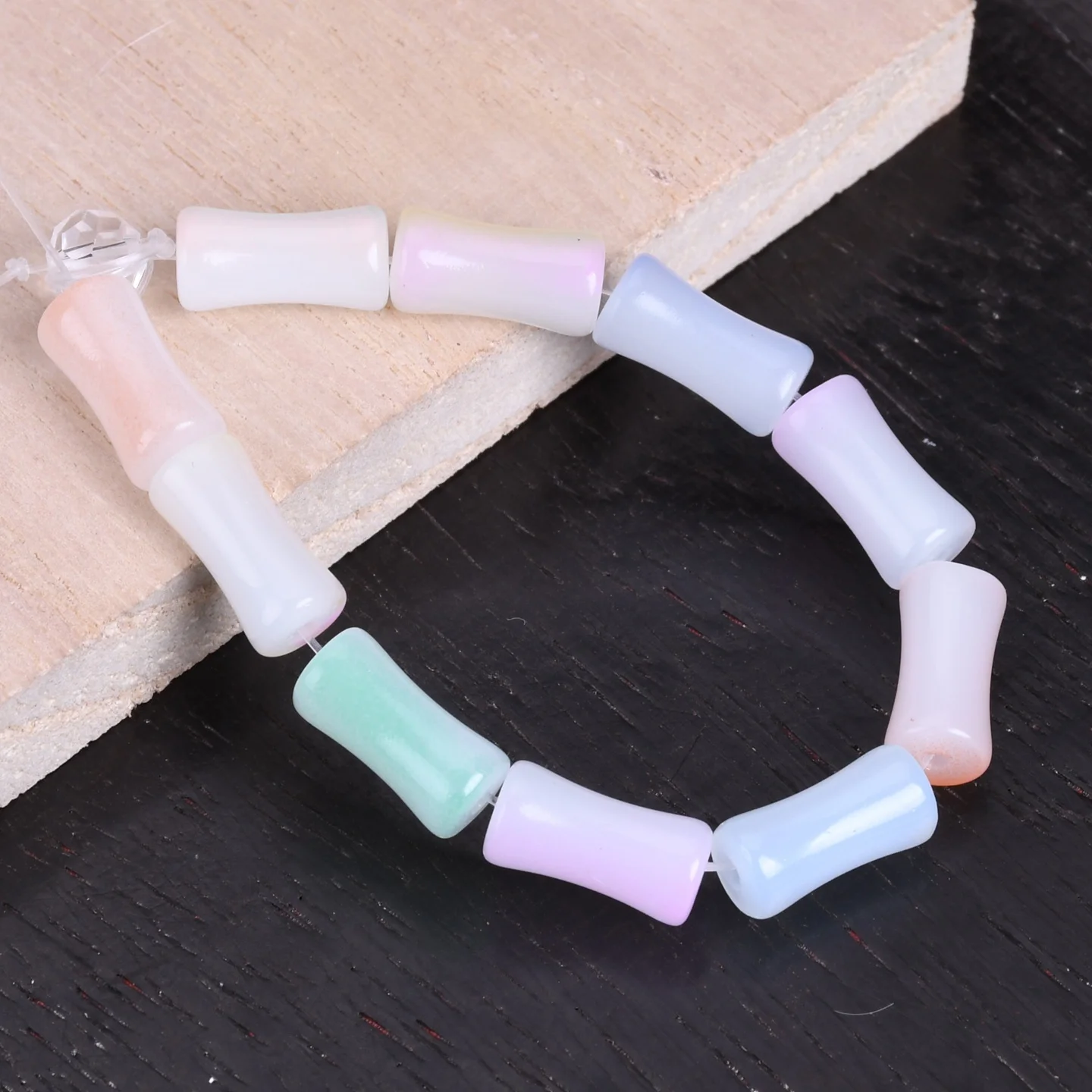 

20pcs 13x6mm Bamboo Tube Shape Colorful Handmade Opaque Glass Loose Beads For Jewelry Making DIY Crafts Findings
