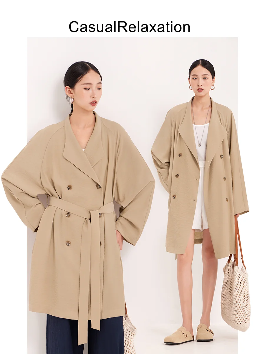 

Women's Casual Loose Windbreaker Jaet ort Sle Slimming Sun Protection Khaki Color Thin Polyester Fiber Commute Sle