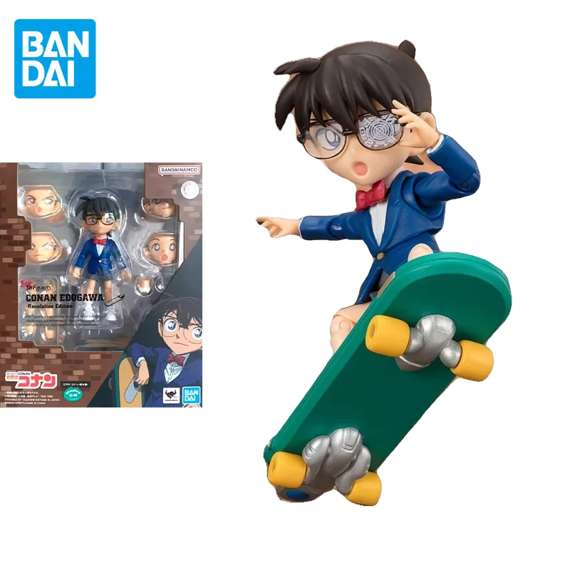 Bandai Detective Conan Figura Anime, Conan Edogawa, Edição de Resolução, Action Figure Original, Brinquedos Infantis, Presente