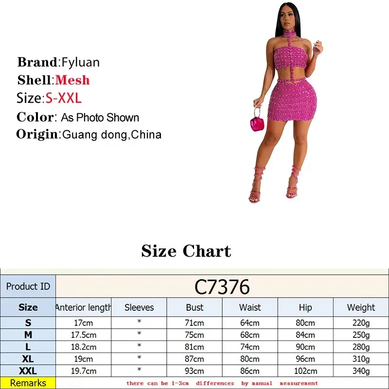 2025 Set di gonne sui fianchi del pacchetto delle donne di moda Set con decorazioni di diamanti Ladies Wrap Busto senza spalline Set di due pezzi Abiti da ballo da discoteca