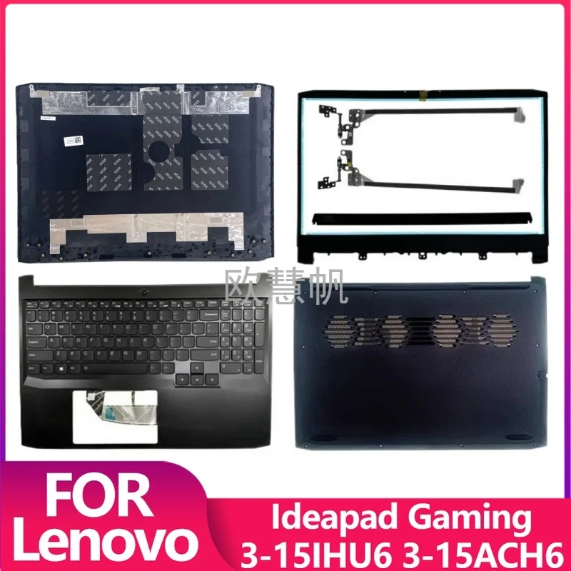 

T New for Lenovo Ideapad Gaming 3-15IHU6 3 15ACH6 Laptop LCD Back Cover Palmrest Upper Cover Bottom Case Housing Case Black