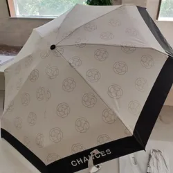 Ins Camellia Printing Umbrella Flora Design Flower Three-folding Umbrella For Rain Sun Girls Pocket Umbrella