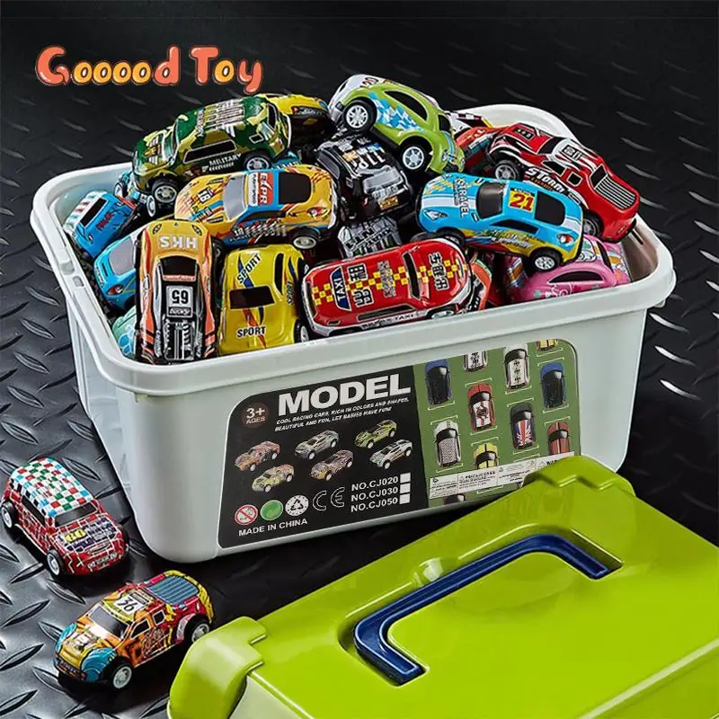 Ensemble de modèles de voiture en alliage avec boîte de rangement, véhicule à inertie, voitures de course moulées sous pression, jouets d'avion pour enfants, voiture coulissante pour garçons