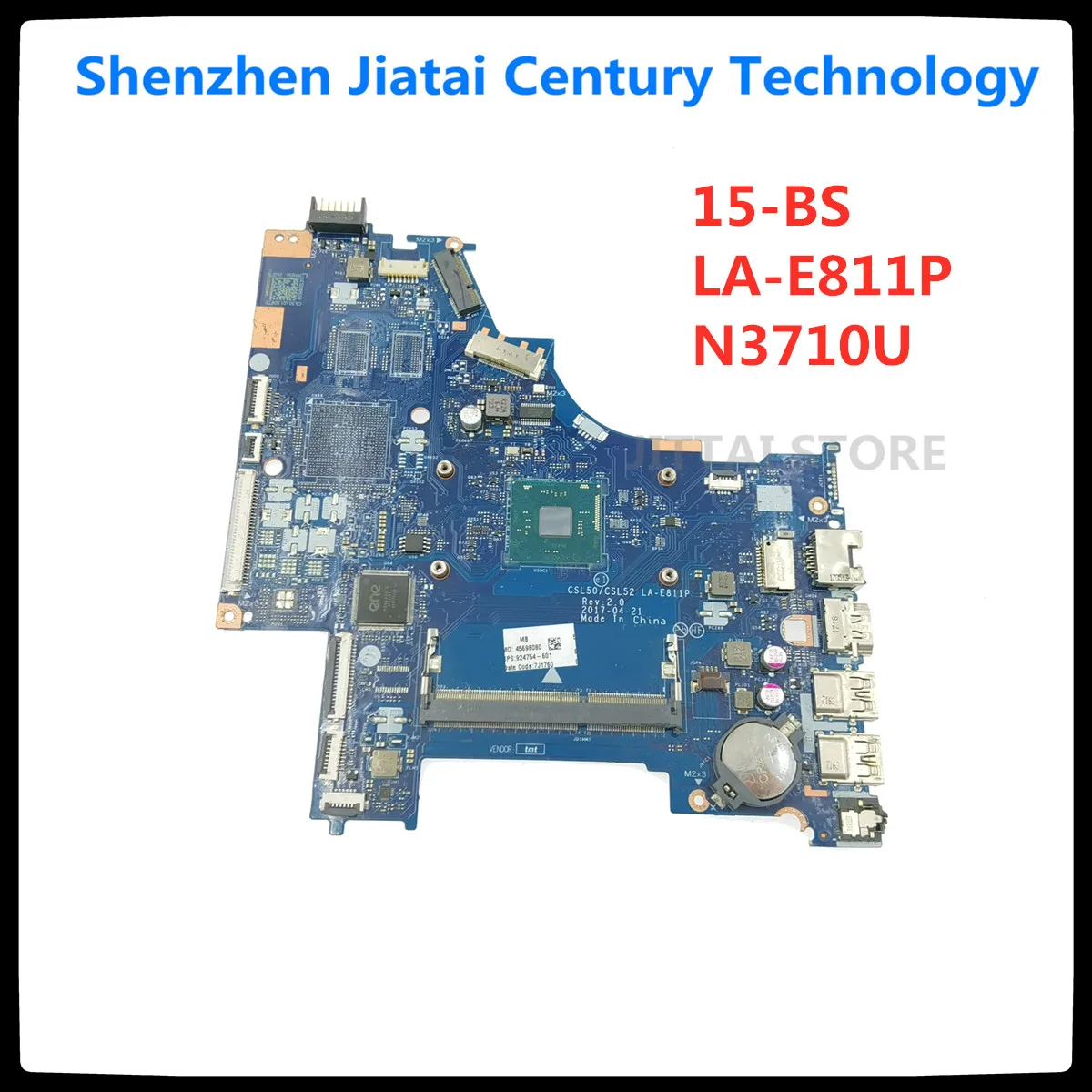 

924754-601 924754-501 924754-001 CSL50/CSL52 LA-E811P For HP 15-BS Series Laptop Motherboard W/N3710 CPU 100% Tested Fast Ship