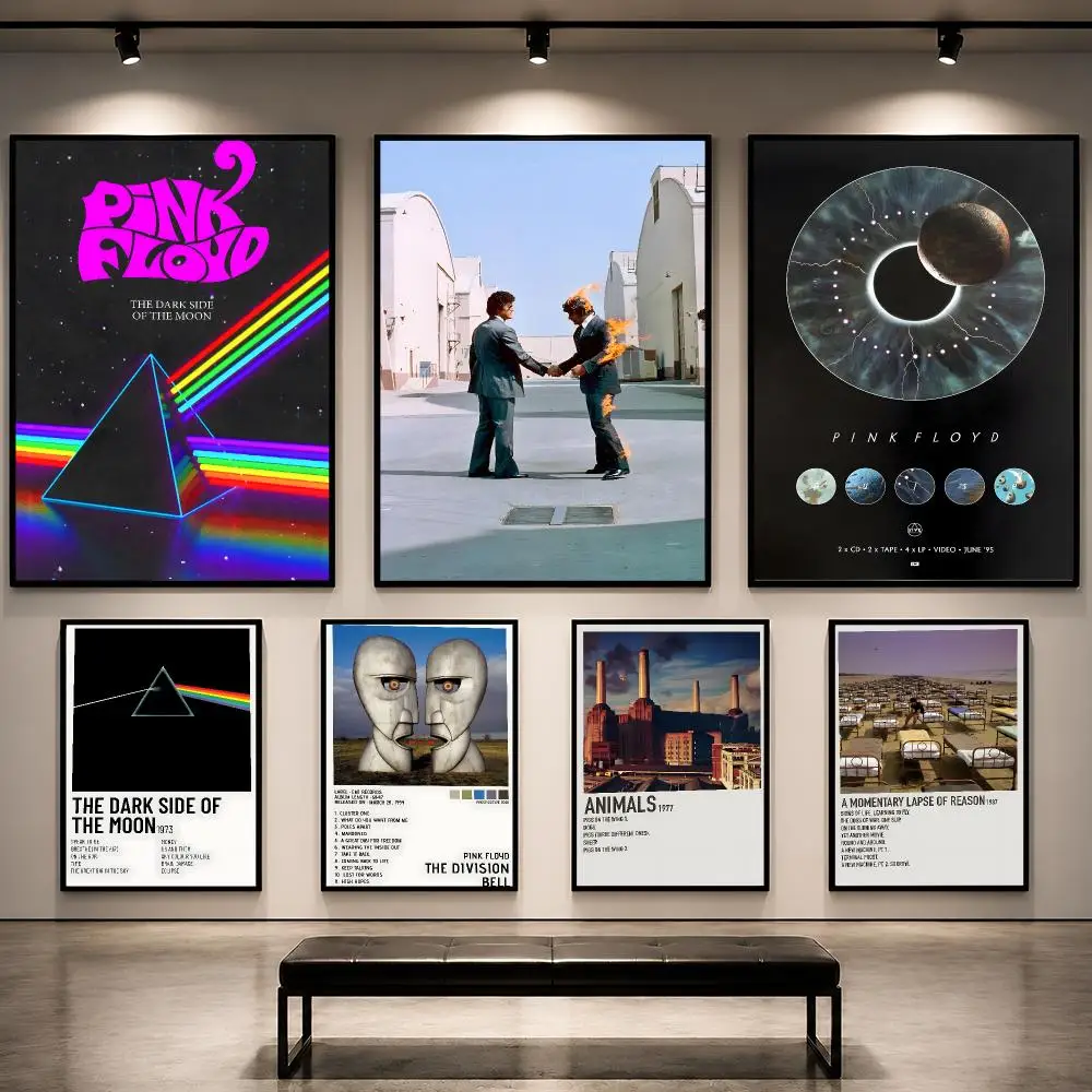 Band Pink F-Floyd Psychedelic Rock Poster Removable PP Decorative Poster Water-Resistant Print Apartment Dorm Office Cafe Gift
