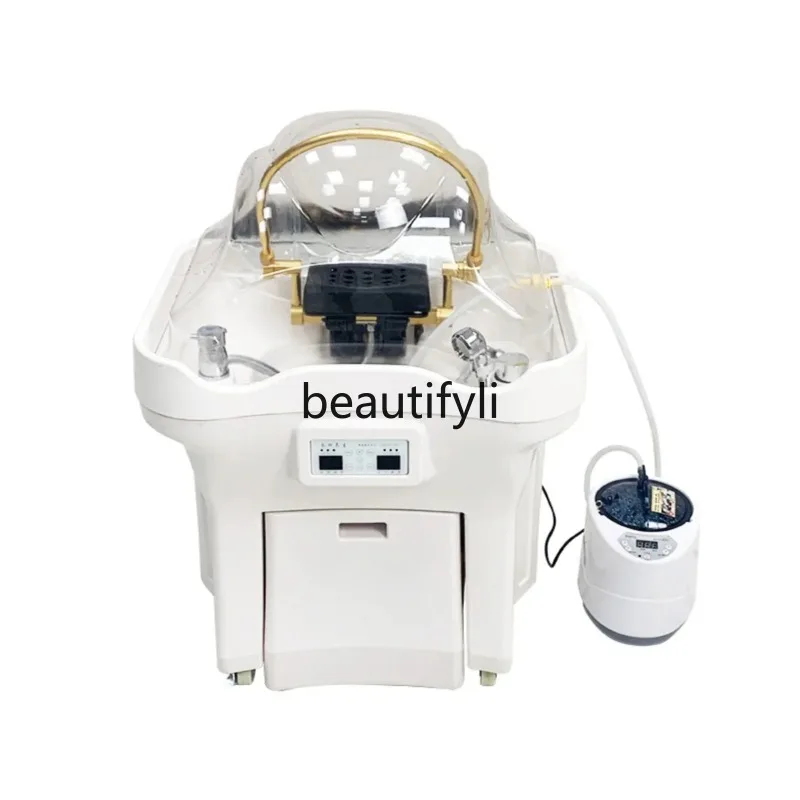 

ss Movable head treatment basin water storage type with constant temperature water circulation fumigation beauty shampoo bed