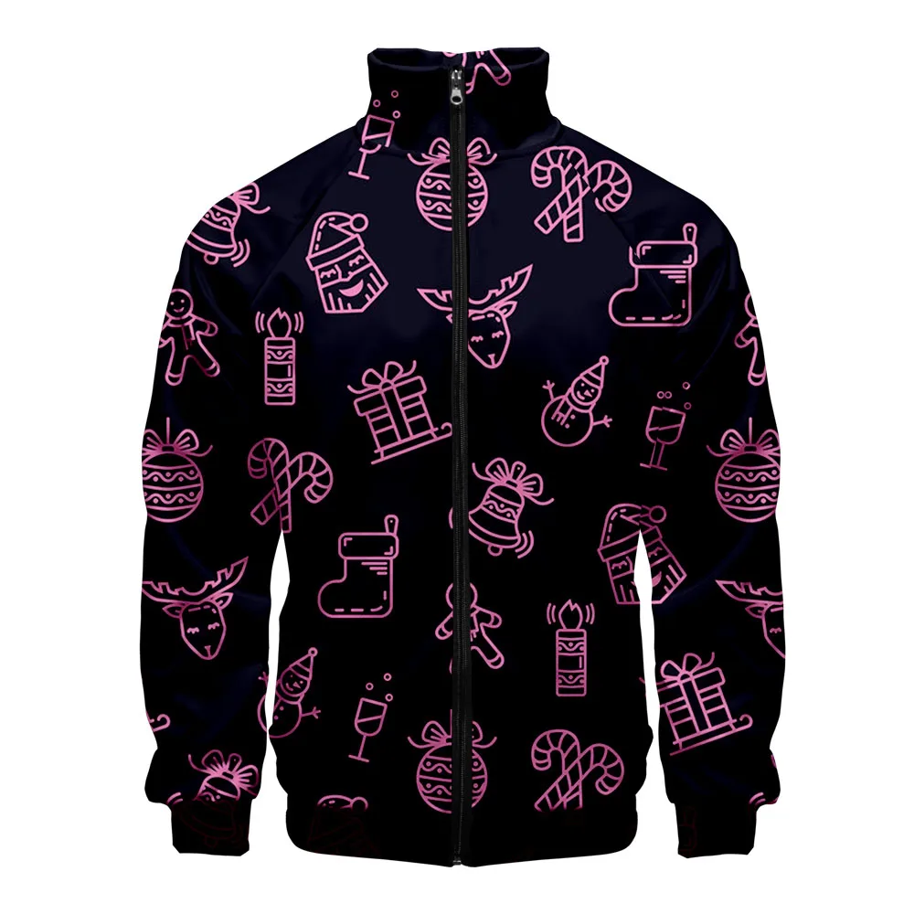 

Креативные куртки реглан с Рождеством, куртка на молнии с 3D принтом, ветровка для мужчин/мальчиков, одежда с воротником-стойкой и длинными рукавами, куртки