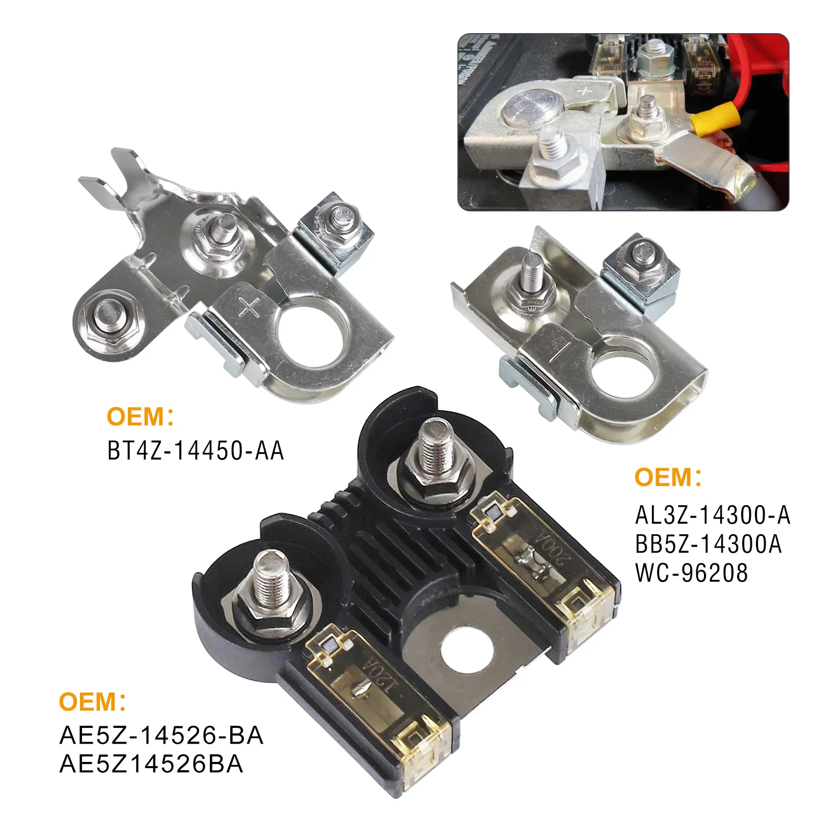 12V Battery Terminal Clamp And Battery Fuse Terminal For Ford F-150 2011-2014 120A/200A Replacement BT4Z-14450-BA AL3Z14526AA