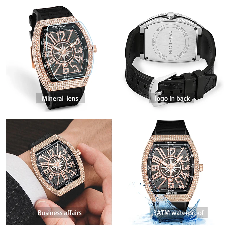 YASHIDUN 5001 Men Quartz Watch Large Dial Luxury Advanced Wristwatch Male Clock Reloj Hombre Direct Supply