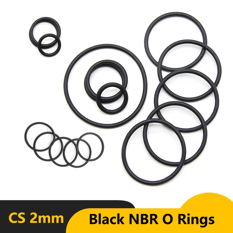 

10/50Pcs Black Nitrile Butadiene Rubber O Ring Sealing Gasket CS 2mm OD 5~150mm Corrosion Oil Resist NBR Sealing Washer Gaskets