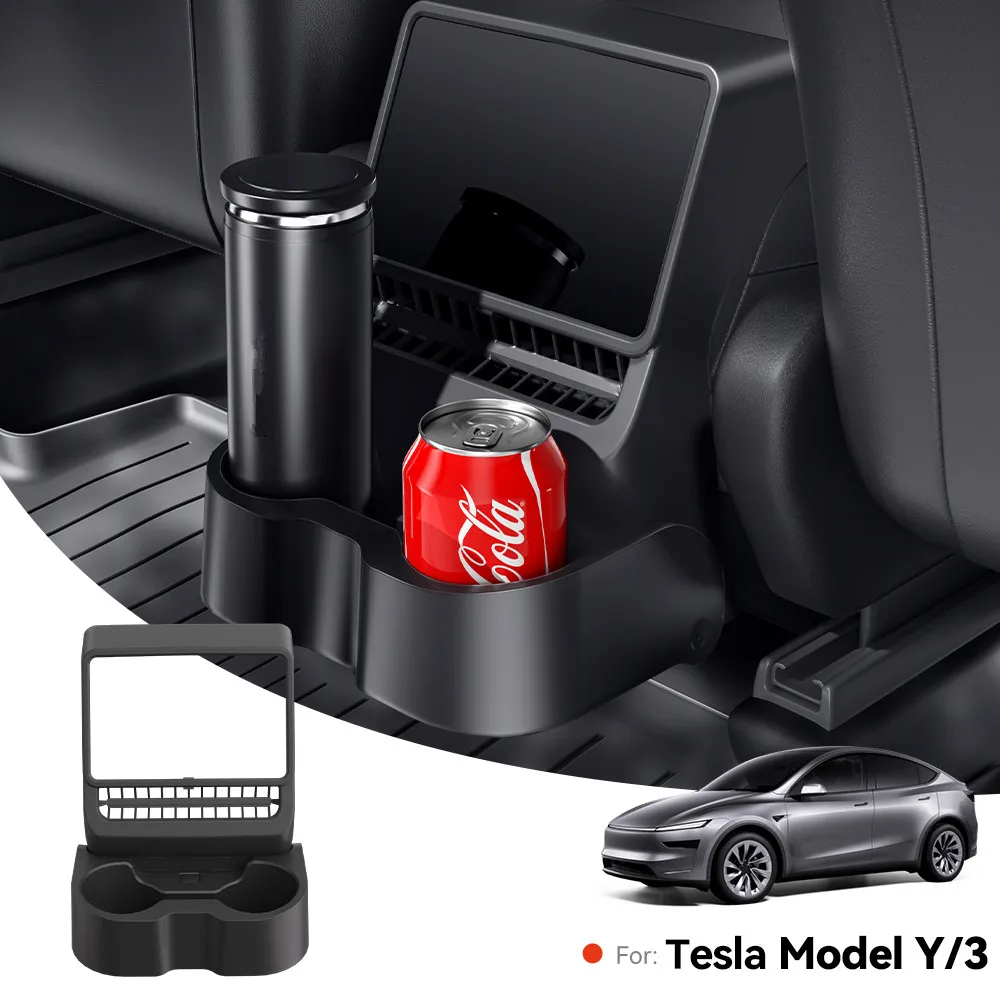 

Rear Seat Cup Holder for Tesla Model Y Juniper 2025 Model 3 Highland 2024 2025 Storage Box Organizer Car Interior Asccesseries