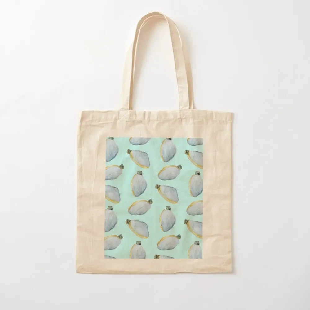 

Three Clams Aqua Tote Bag university shopper bag canvas tote bags Lady bag