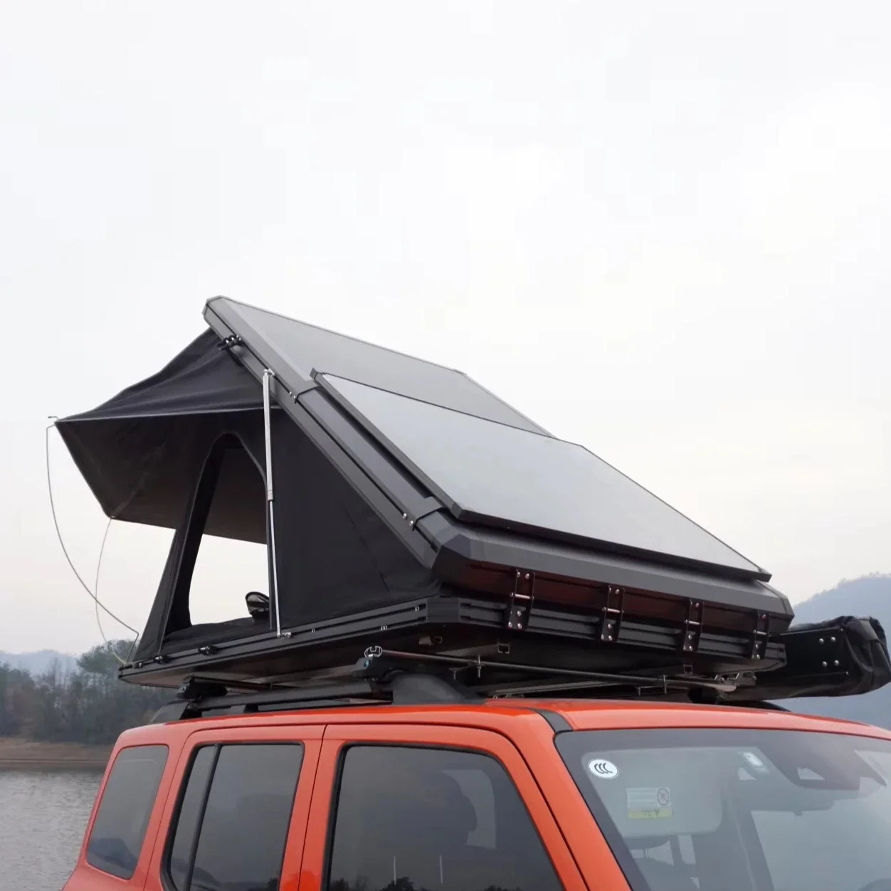 

Wholesale Outdoor Camping 2-3 Person Waterproof Car Rooftop Tent Triangle Hard Shell Clamshell Car Roof Tent for Salecustom