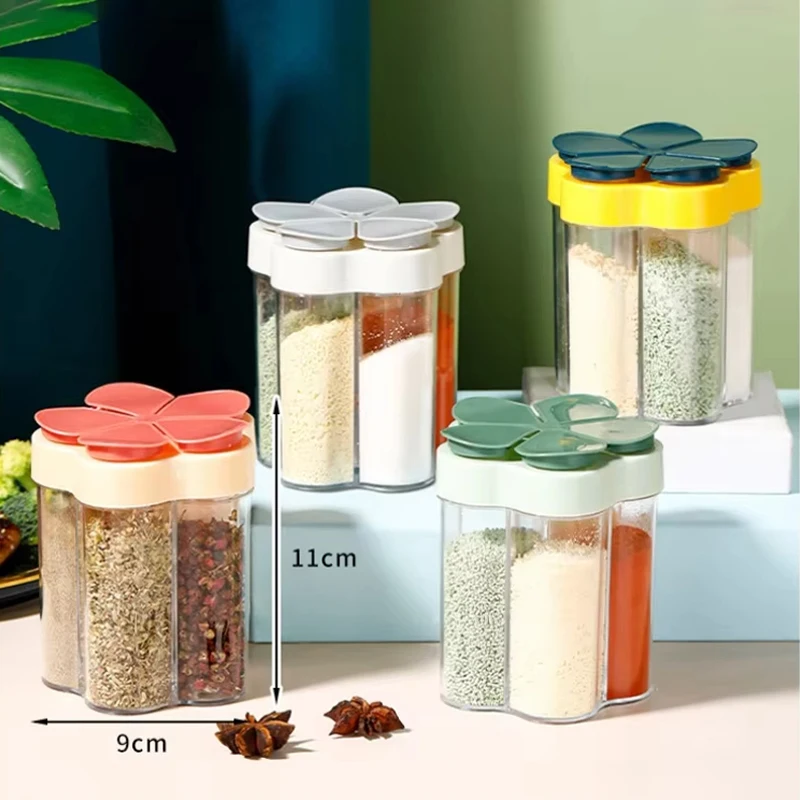 

Outdoor Camping Seasoning Container 5-In-1 Plastic Container Seasoning Jar Seasoning Bottle Spice Organizer Kitchen Storage Box