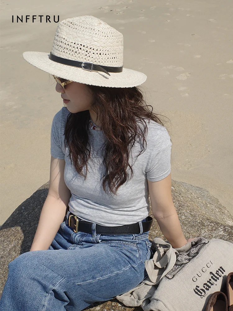 infftru-t-shirt-tricote-tres-elastique-pour-femme-style-decontracte-coupe-ajustee-manches-courtes-col-rond