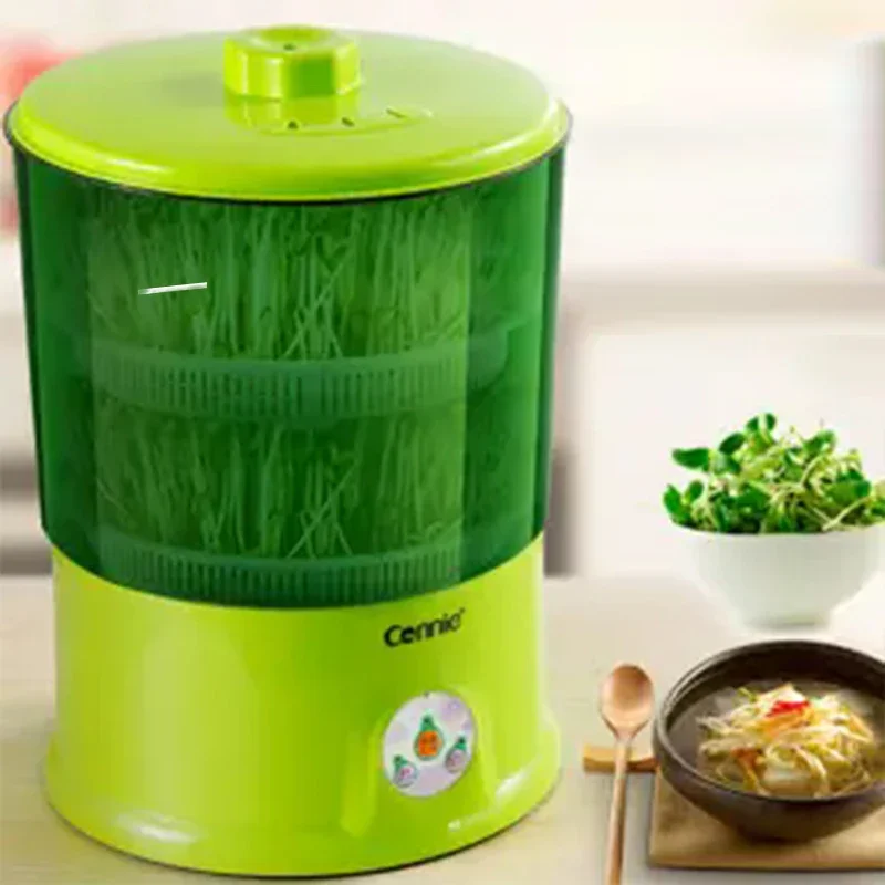 

Two Layer Bean Sprouts Maker Thermostat Green Vegetable Seedling Growth Bucket Automatic Electric Sprout Bud Germinator Machine