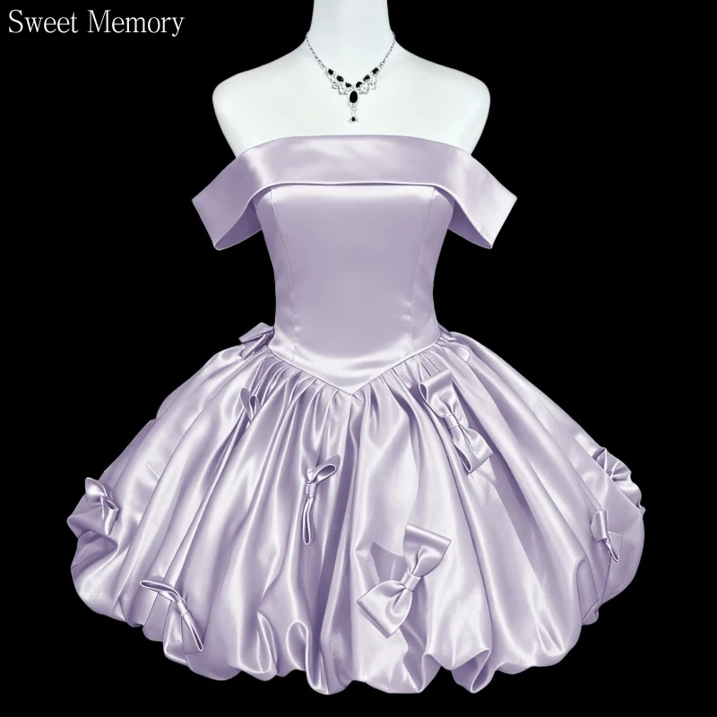 M3141 Customized Sweet Memory White Purple Black Wedding Dress Short Prom Dresses