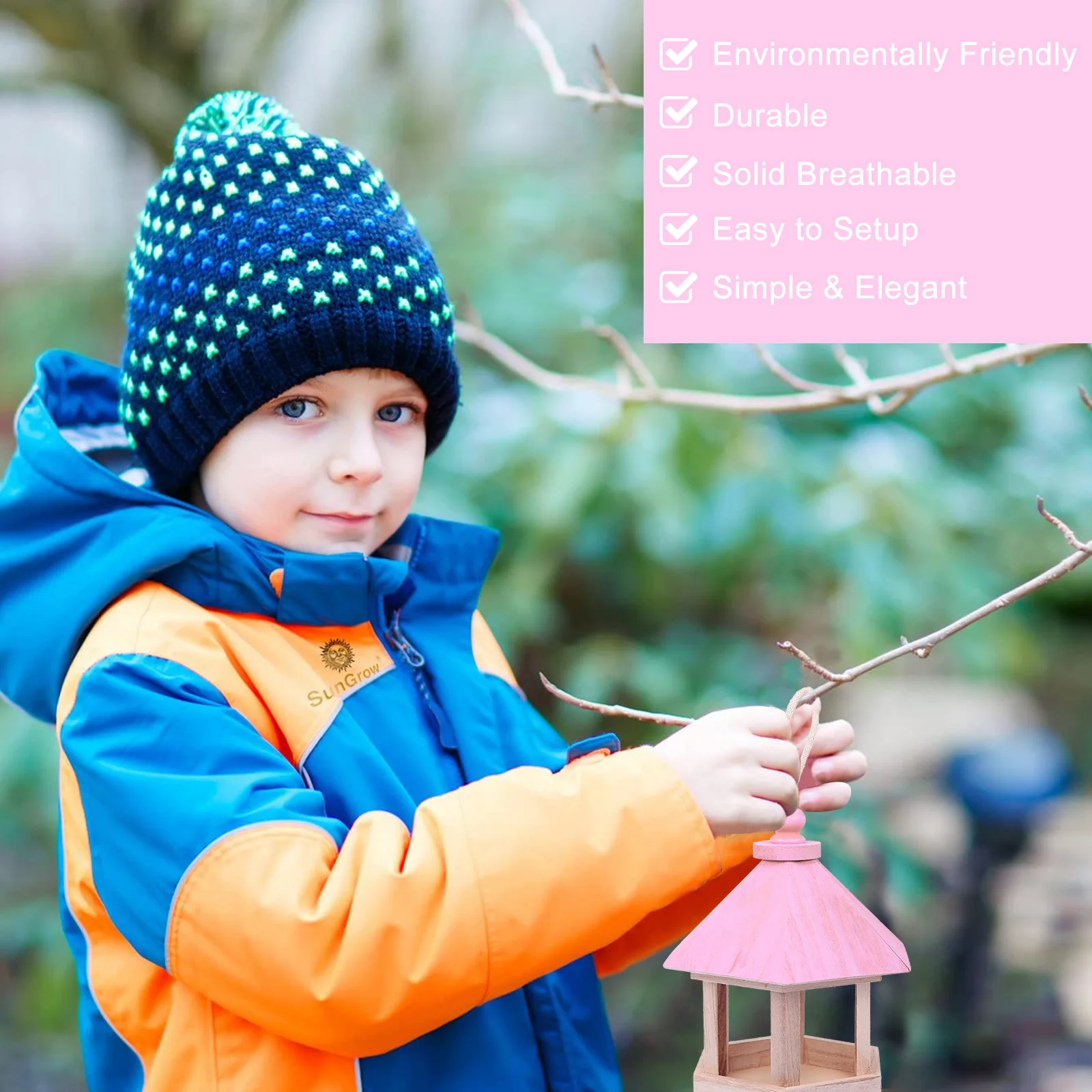 

DIY Wooden Birdhouse Craft Kit Unpainted Eco Friendly Safe Kids Hanging Nest Box Garden Decor Shelter Hanging Bird Nest