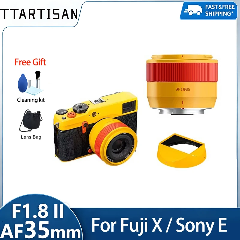 TTArtisan 35mm F1.8 II Auto Focus APS-C Large Aperture Orange Limited Edition Lens for Sony E Fujifilm XF XA10 XE3 XE4 XT30 X100
