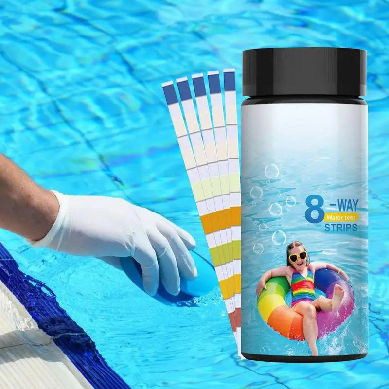 Pool Testing Strips Accurate 8-Way Pool Water Test Strips 100 Strips Pool And Hot Tub Test Strips For Quick&easy Test Salt Total