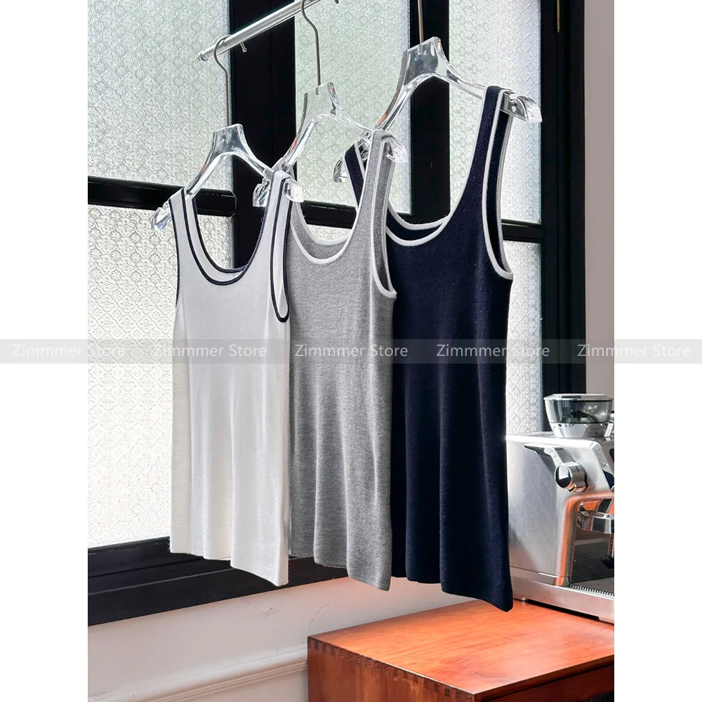 

Color collision camisole undershirt female 2024 summer new full Slim sleeveless bottoming shirt