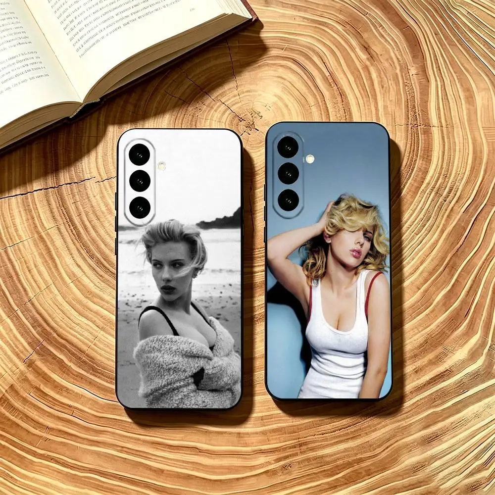 S-Scarlett J-Johansson Phone Case For Samsung Galaxy A73,A72,A71,A70,A53,A52,A51,Soft Black Cover