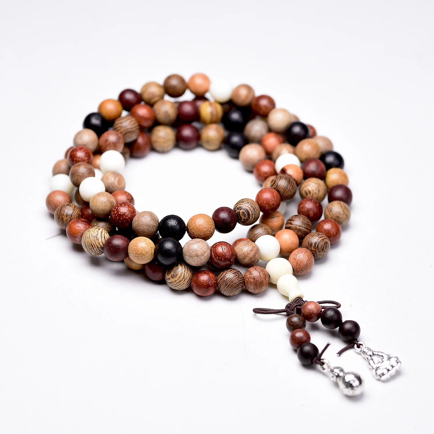 Tibetan Mix Sandalwood Buddhist Prayer Bead 108 Mala Bracelet Buddha Prayer Bangle For Women and Men Wood Beaded Jewelry