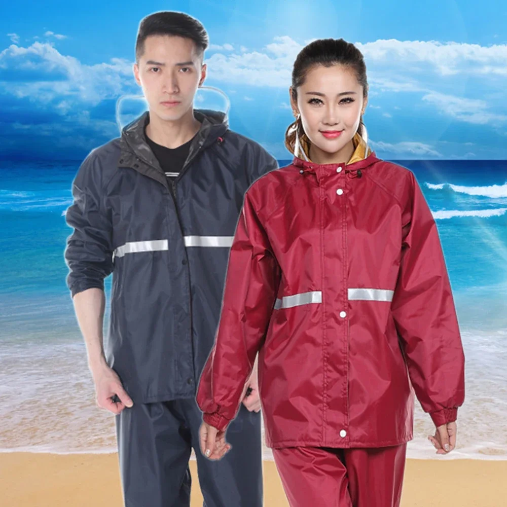 Rainstorm Prevention Raincoat Rainpants Suit Thickening Full Body Rainproof Split Raincoat Reflective Takeaway Riding Rain Coat