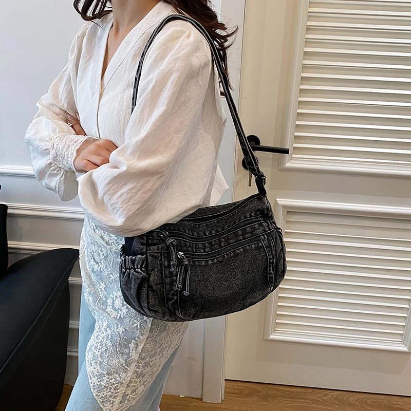 

Vintage Denim Women's Bag New Jeans Messenger Bag Y2K Canvas Shoulder Bag School Eco Bag Korean Shopping Handbags Design Hobos