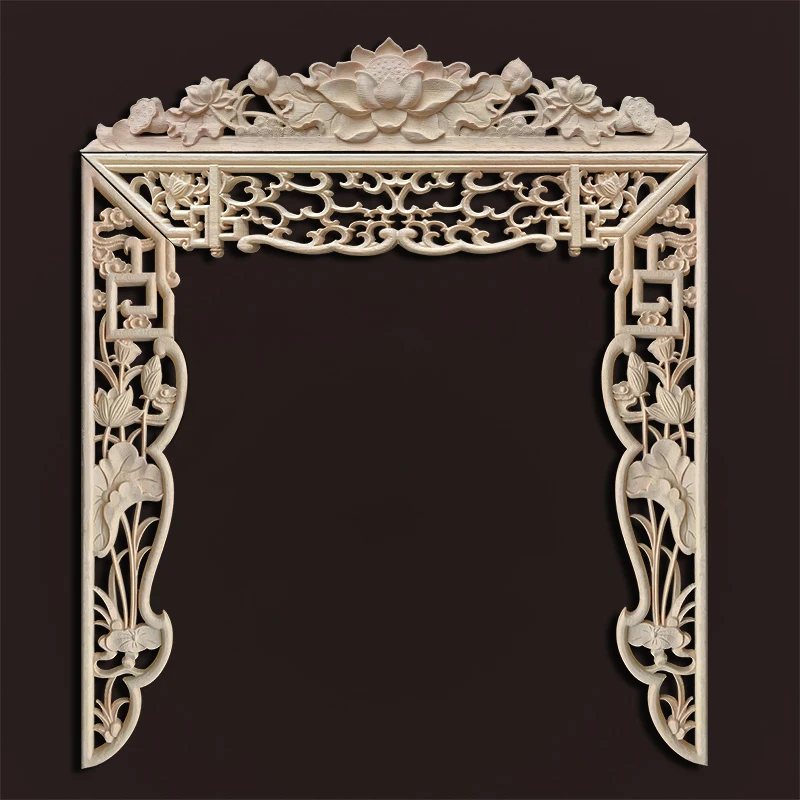 Unique Natural Floral Wood Carved Wood Carving Onlays Appliques Decoration for Home Design Wood Decal Vintage Furniture Applique