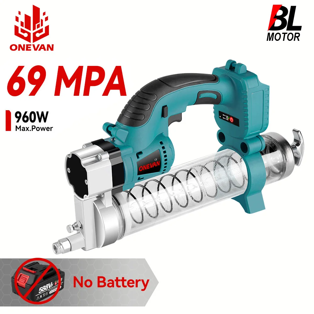 

ONEVAN 960W Power Brushless Electric Grease gun 10000PSL High Pressure Cordless Car Lubricating Oil Tools For Makita Battery Pin