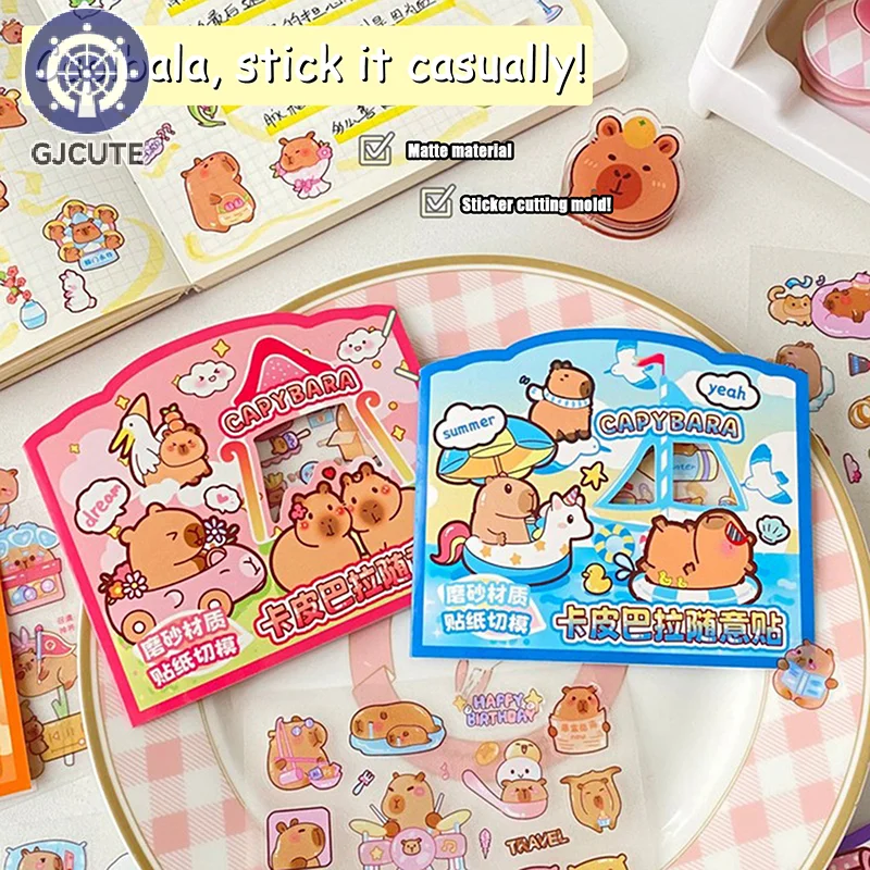 3Sheets Transparent Kawaii Anime Capybara Sticker Cartoon Waterproof Capybara DIY Handbook Decoration Children Stickers Gifts